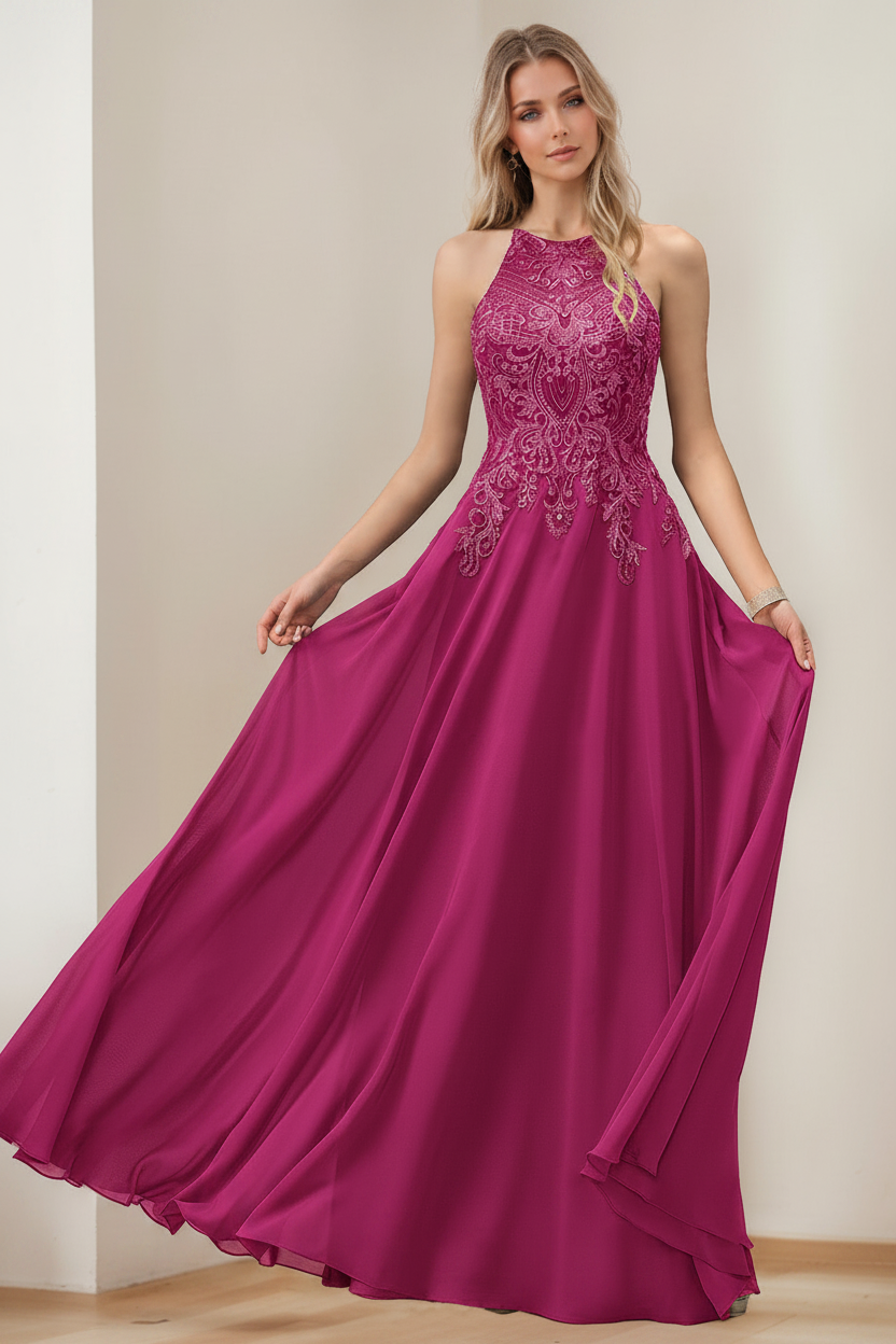 A-Line/Princess Halter Sleeveless Floor-Length Mother of the Bride Dresses with Sequins