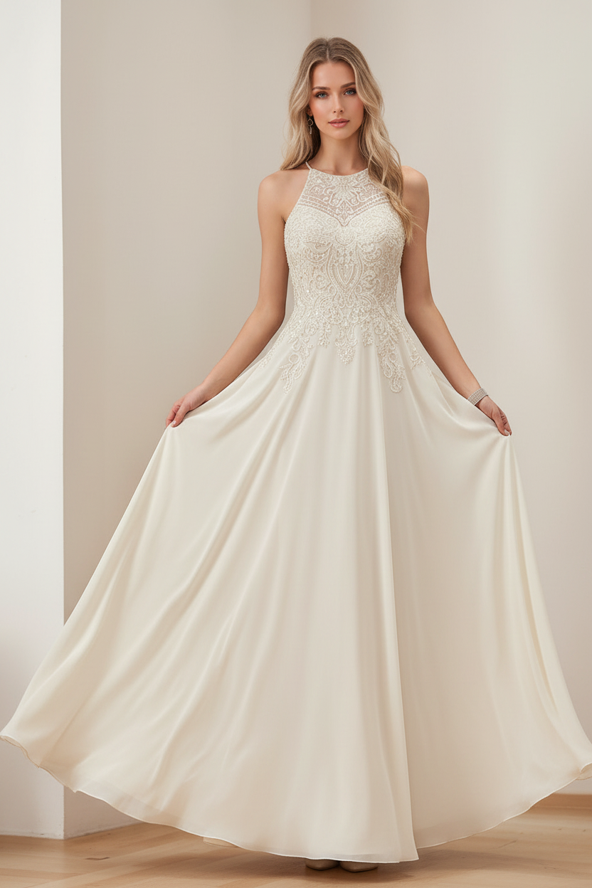 A-Line/Princess Halter Sleeveless Floor-Length Mother of the Bride Dresses with Sequins