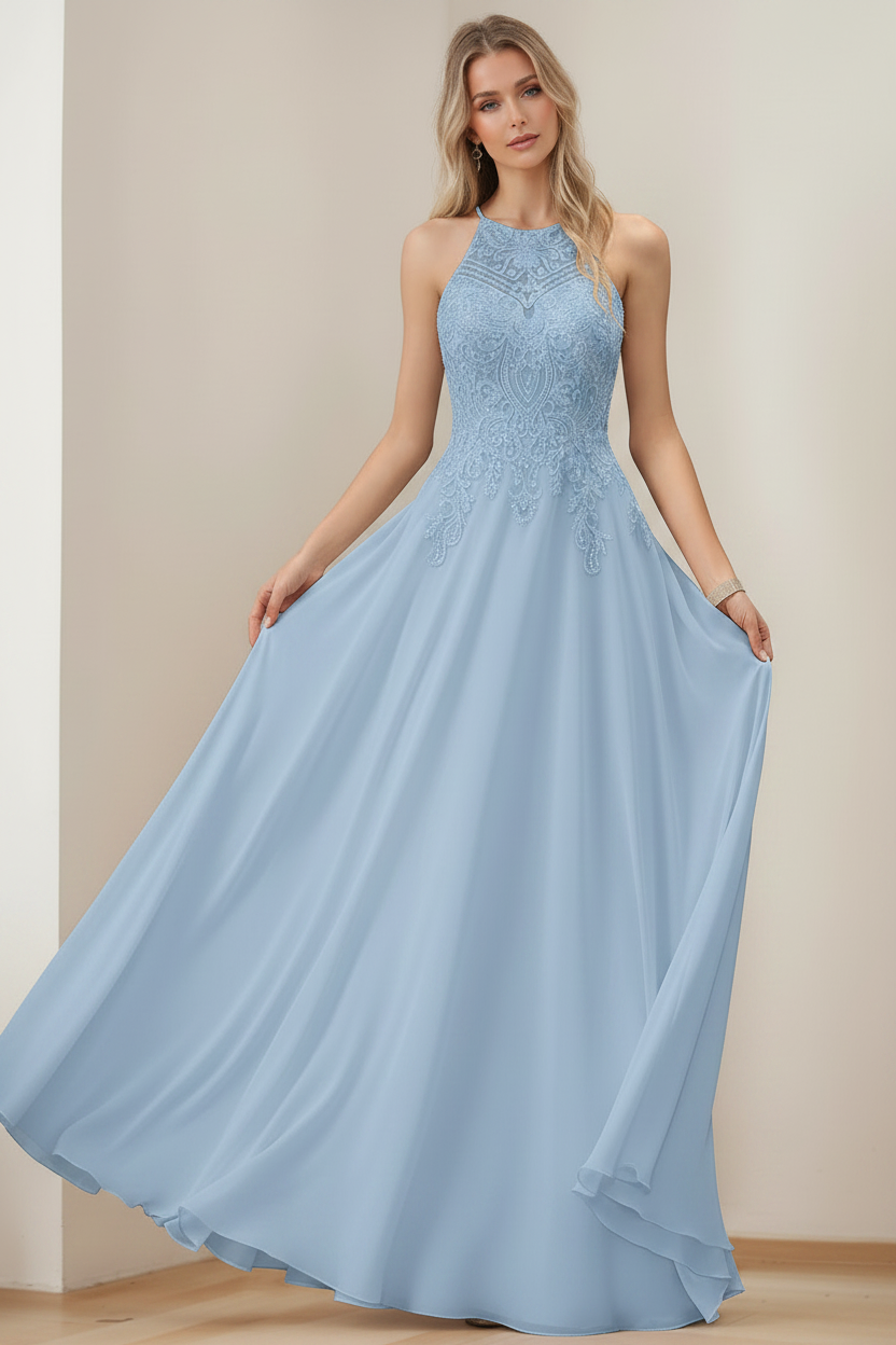 A-Line/Princess Halter Sleeveless Floor-Length Mother of the Bride Dresses with Sequins