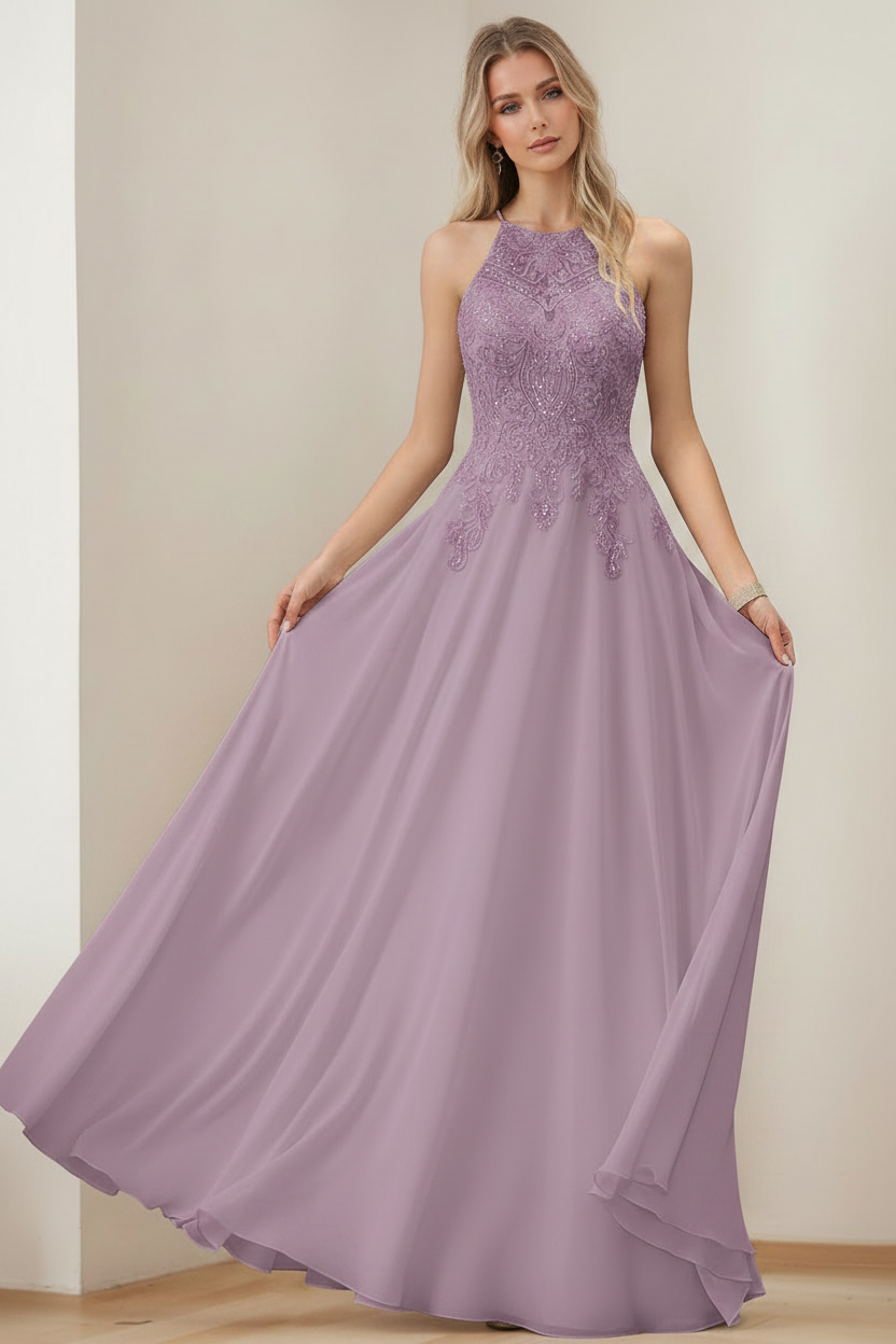 A-Line/Princess Halter Sleeveless Floor-Length Mother of the Bride Dresses with Sequins