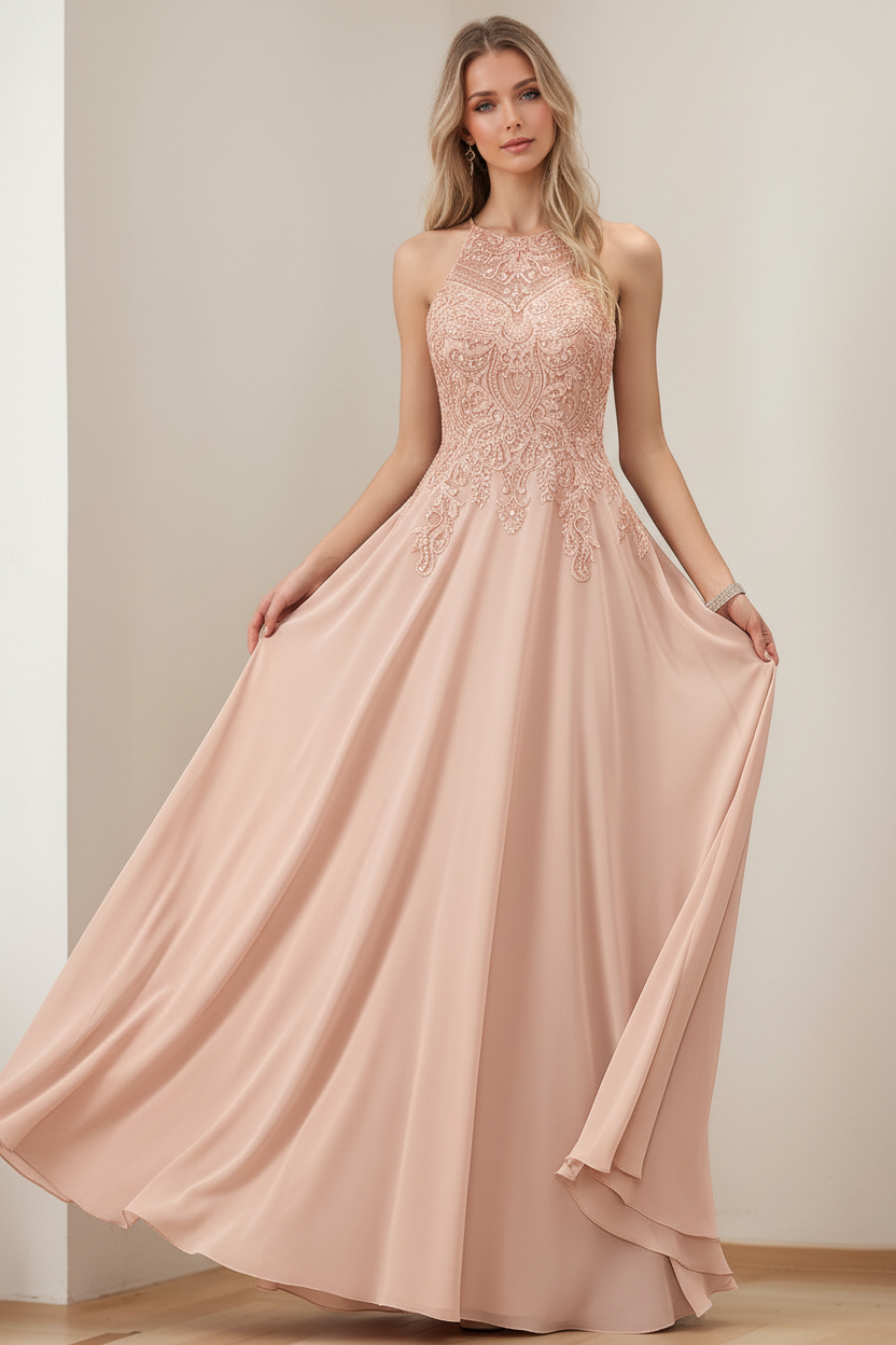 A-Line/Princess Halter Sleeveless Floor-Length Mother of the Bride Dresses with Sequins