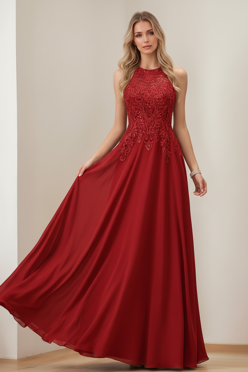 A-Line/Princess Halter Sleeveless Floor-Length Mother of the Bride Dresses with Sequins