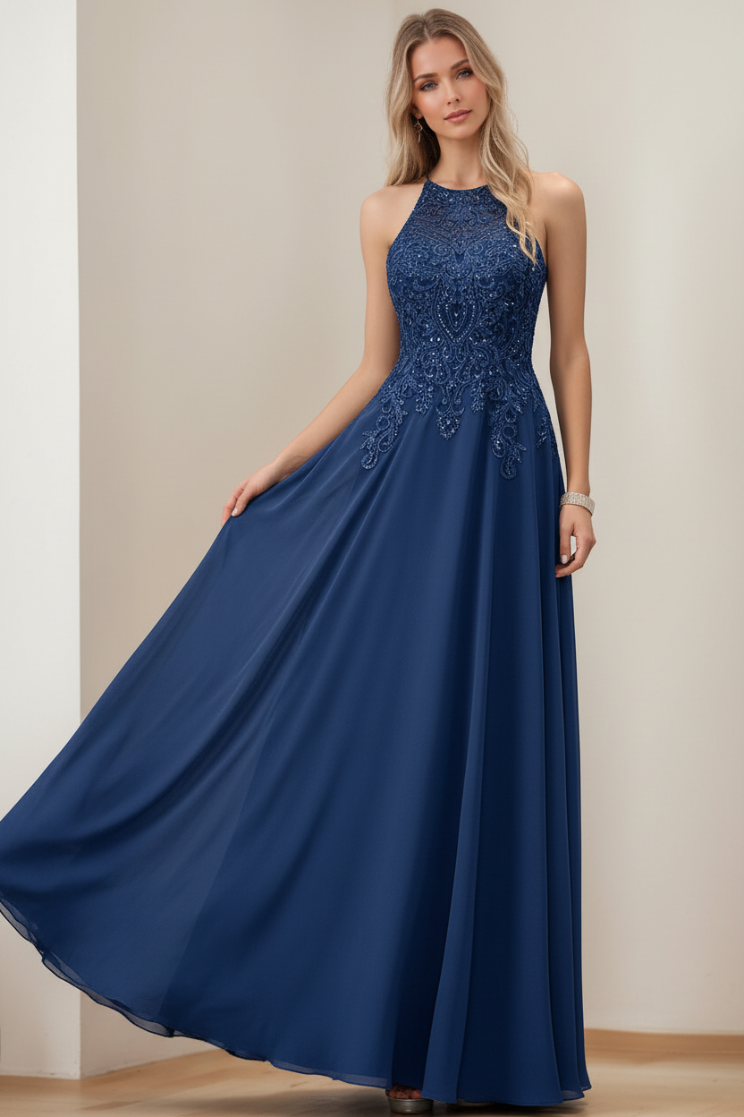 A-Line/Princess Halter Sleeveless Floor-Length Mother of the Bride Dresses with Sequins