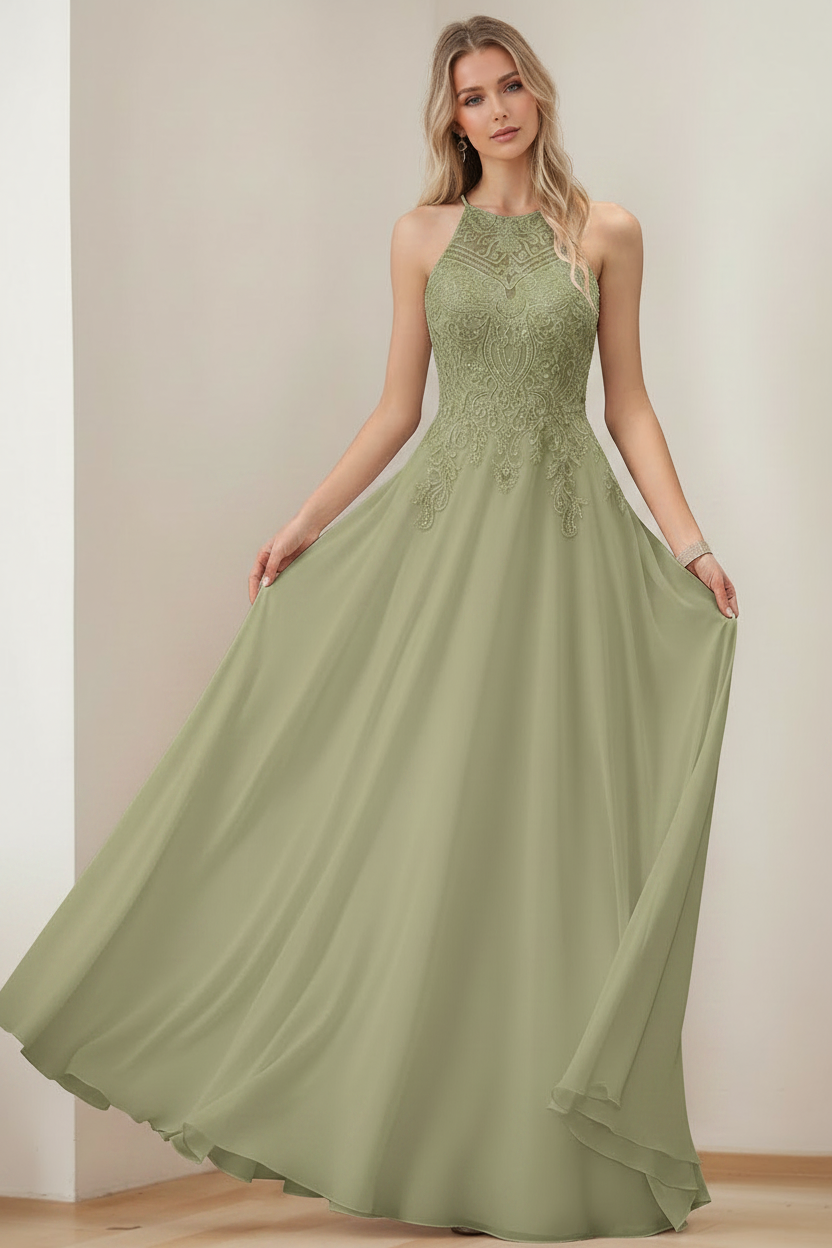 A-Line/Princess Halter Sleeveless Floor-Length Mother of the Bride Dresses with Sequins