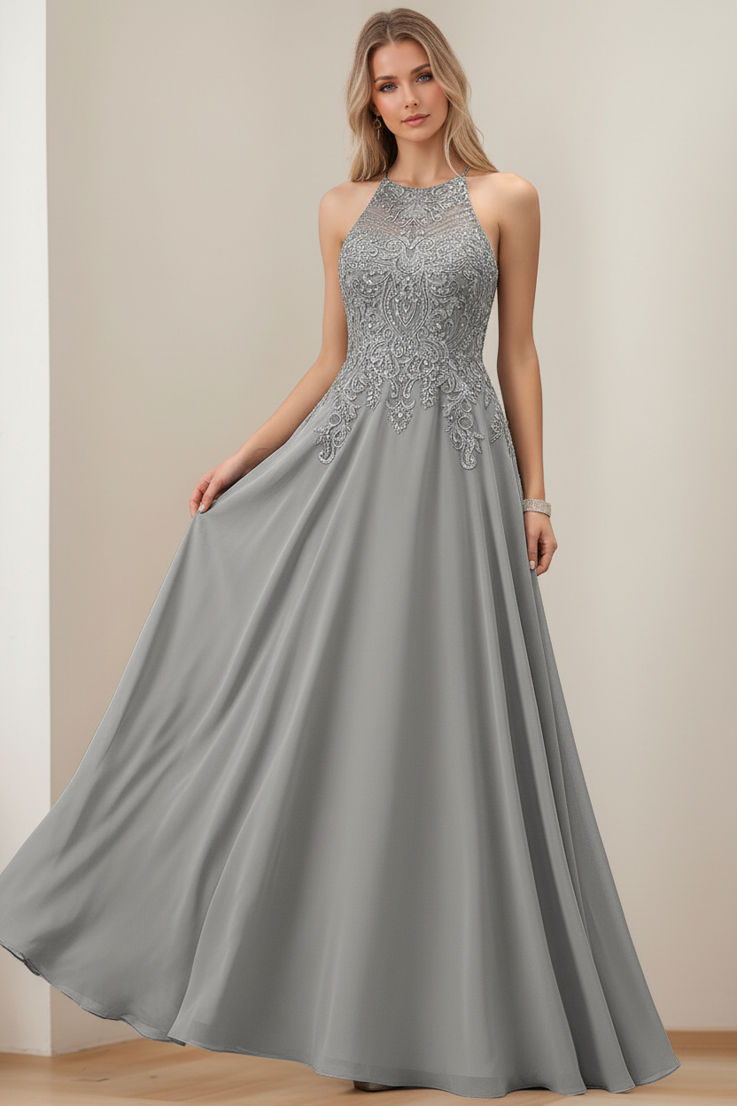 A-Line/Princess Halter Sleeveless Floor-Length Mother of the Bride Dresses with Sequins