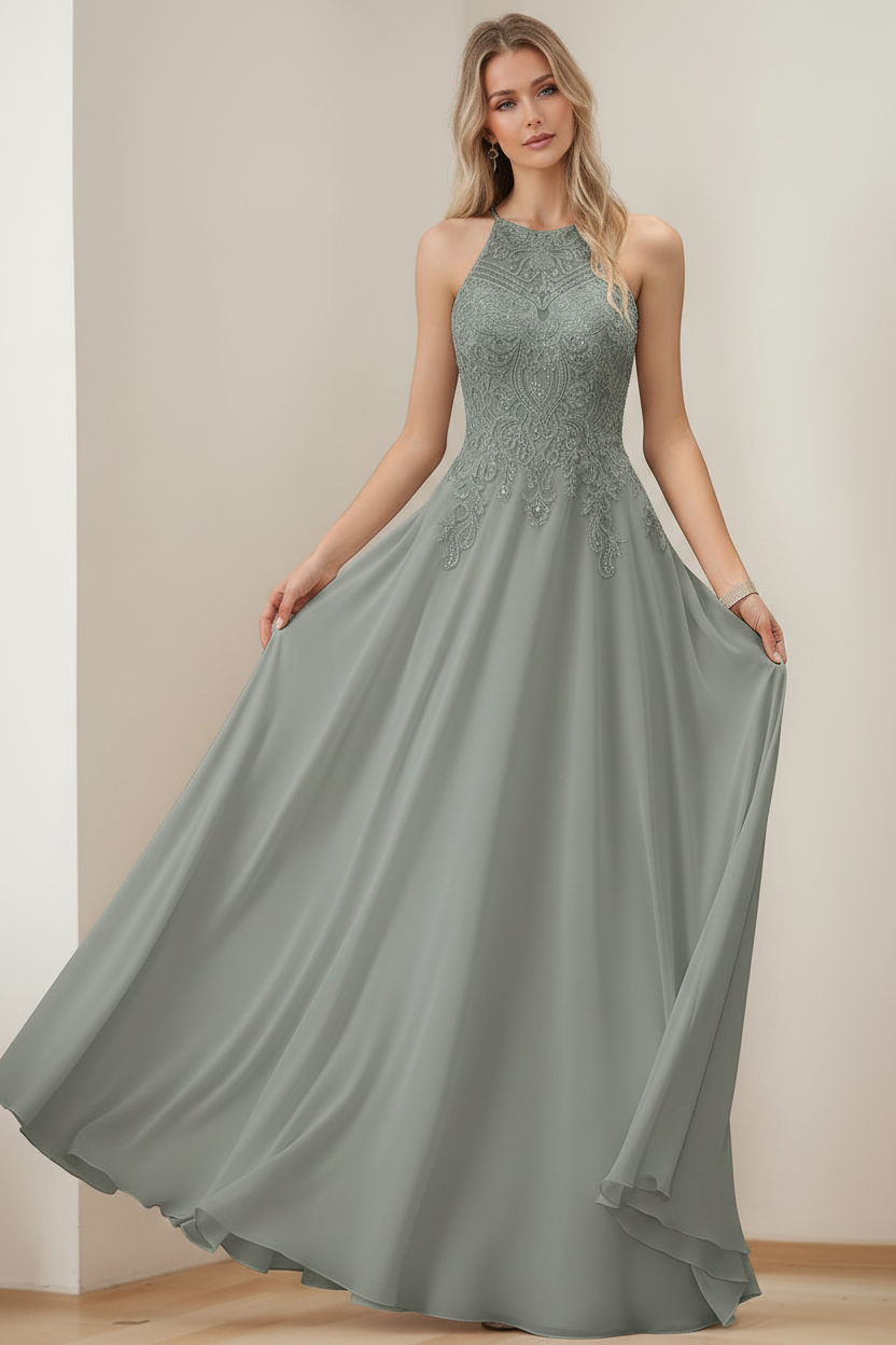 A-Line/Princess Halter Sleeveless Floor-Length Mother of the Bride Dresses with Sequins