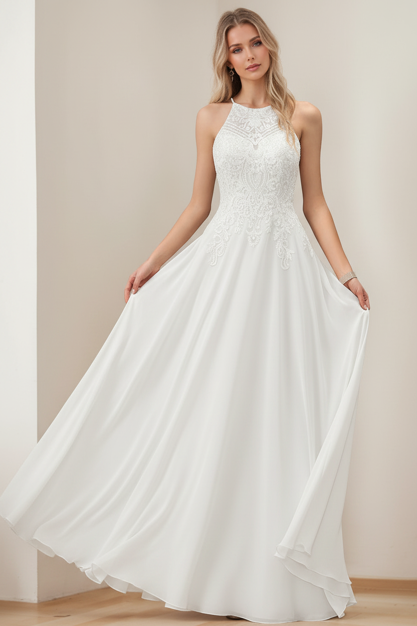 A-Line/Princess Halter Sleeveless Floor-Length Mother of the Bride Dresses with Sequins