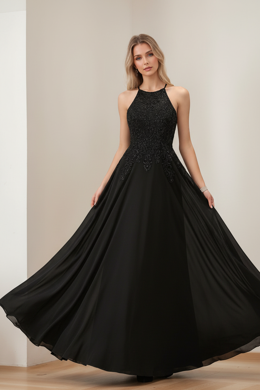 A-Line/Princess Halter Sleeveless Floor-Length Mother of the Bride Dresses with Sequins