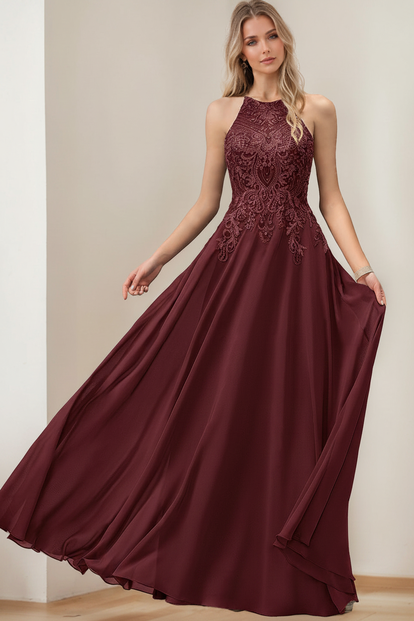 A-Line/Princess Halter Sleeveless Floor-Length Mother of the Bride Dresses with Sequins
