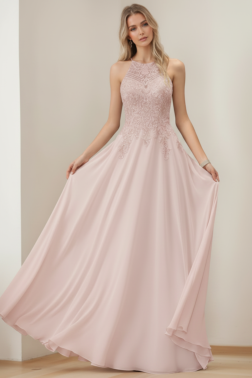 A-Line/Princess Halter Sleeveless Floor-Length Mother of the Bride Dresses with Sequins