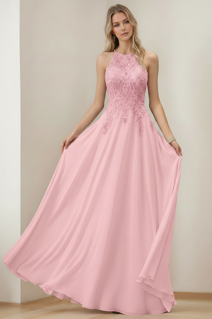 A-Line/Princess Halter Sleeveless Floor-Length Mother of the Bride Dresses with Sequins
