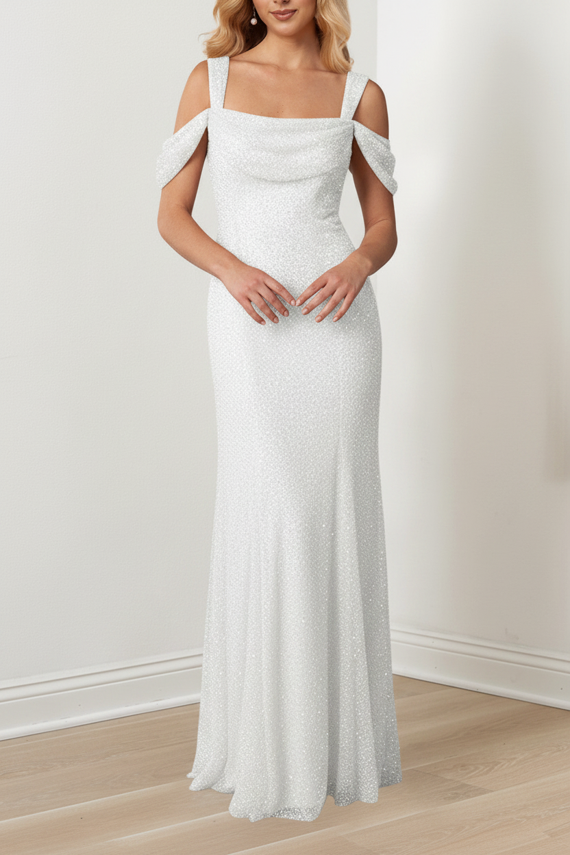 A-Line/Princess Off-the-Shoulder Draped Sleeves Evening Dresses