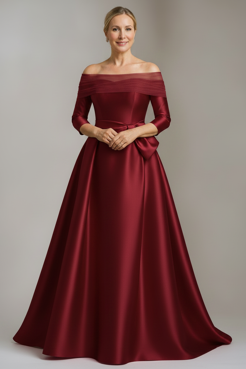 A-Line/Princess Off-the-Shoulder Floor-Length Mother Of The Bride & Groom Dresses with Bowknot