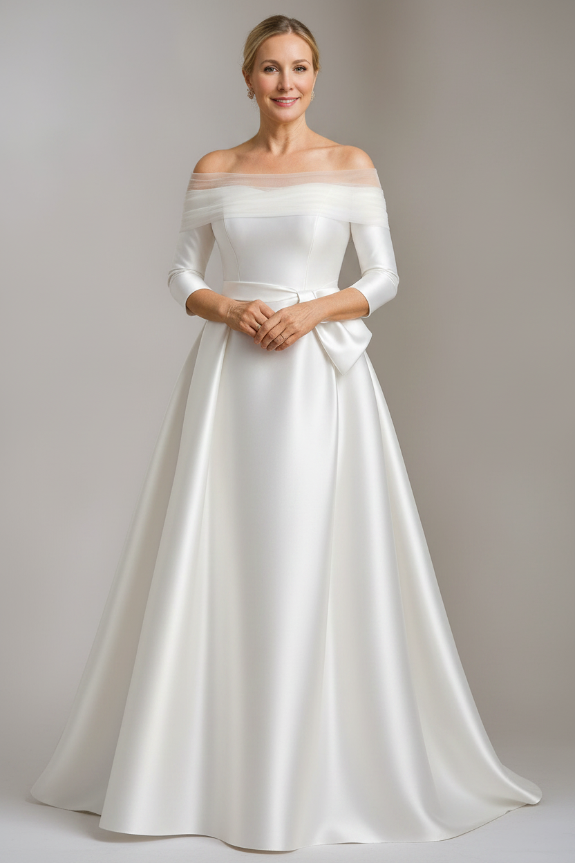 A-Line/Princess Off-the-Shoulder Floor-Length Mother Of The Bride & Groom Dresses with Bowknot