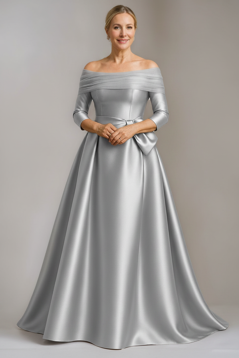 A-Line/Princess Off-the-Shoulder Floor-Length Mother Of The Bride & Groom Dresses with Bowknot