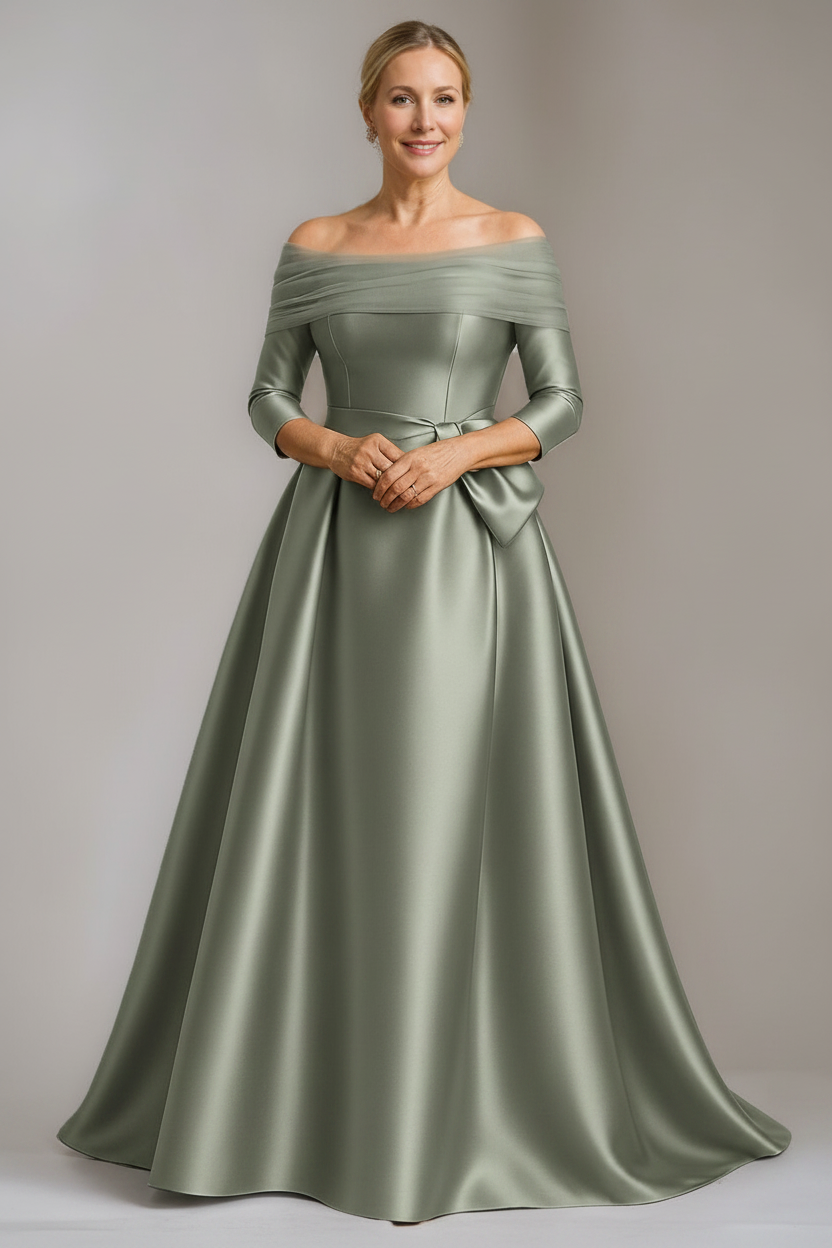 A-Line/Princess Off-the-Shoulder Floor-Length Mother Of The Bride & Groom Dresses with Bowknot