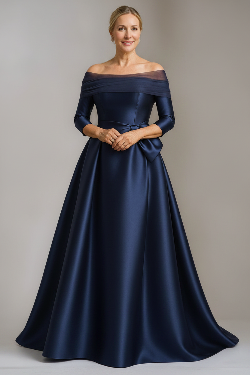 A-Line/Princess Off-the-Shoulder Floor-Length Mother Of The Bride & Groom Dresses with Bowknot