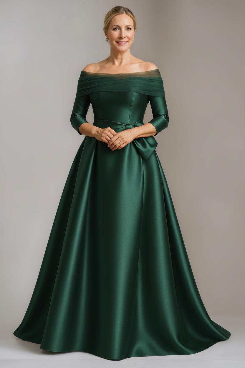 A-Line/Princess Off-the-Shoulder Floor-Length Mother Of The Bride & Groom Dresses with Bowknot