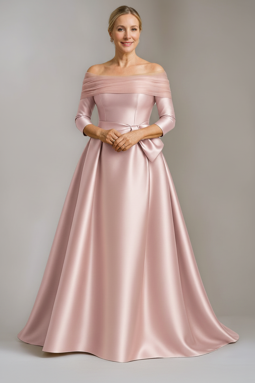 A-Line/Princess Off-the-Shoulder Floor-Length Mother Of The Bride & Groom Dresses with Bowknot
