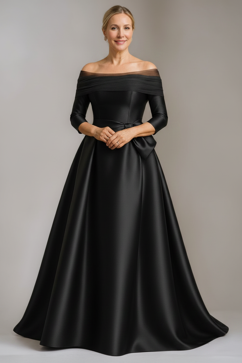 A-Line/Princess Off-the-Shoulder Floor-Length Mother Of The Bride & Groom Dresses with Bowknot