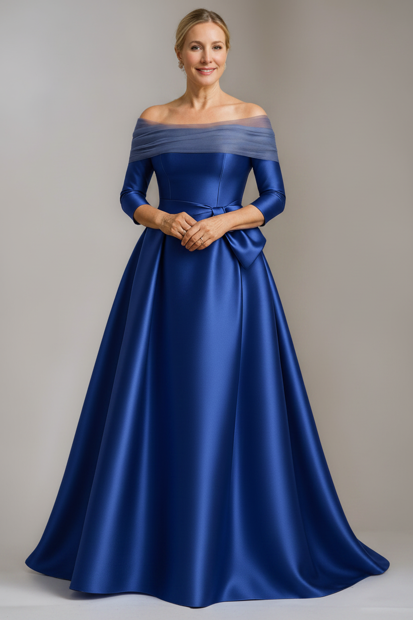 A-Line/Princess Off-the-Shoulder Floor-Length Mother Of The Bride & Groom Dresses with Bowknot