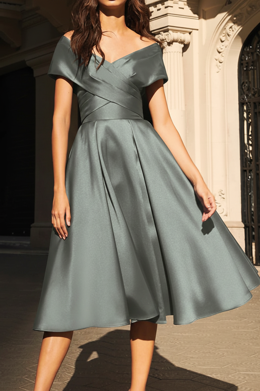 A-Line/Princess Off-the-Shoulder Satin Mother of the Bride Dresses