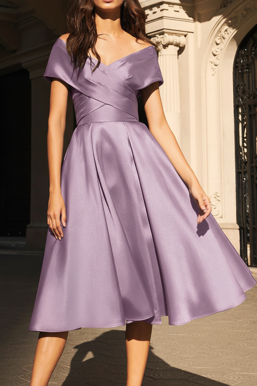 A-Line/Princess Off-the-Shoulder Satin Mother of the Bride Dresses