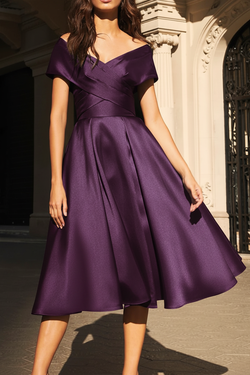 A-Line/Princess Off-the-Shoulder Satin Mother of the Bride Dresses