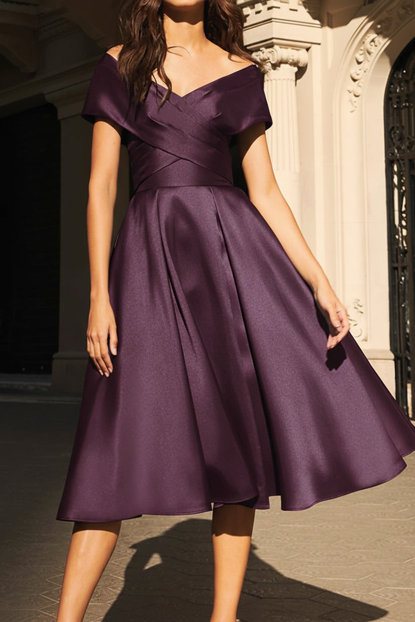 A-Line/Princess Off-the-Shoulder Satin Mother of the Bride Dresses