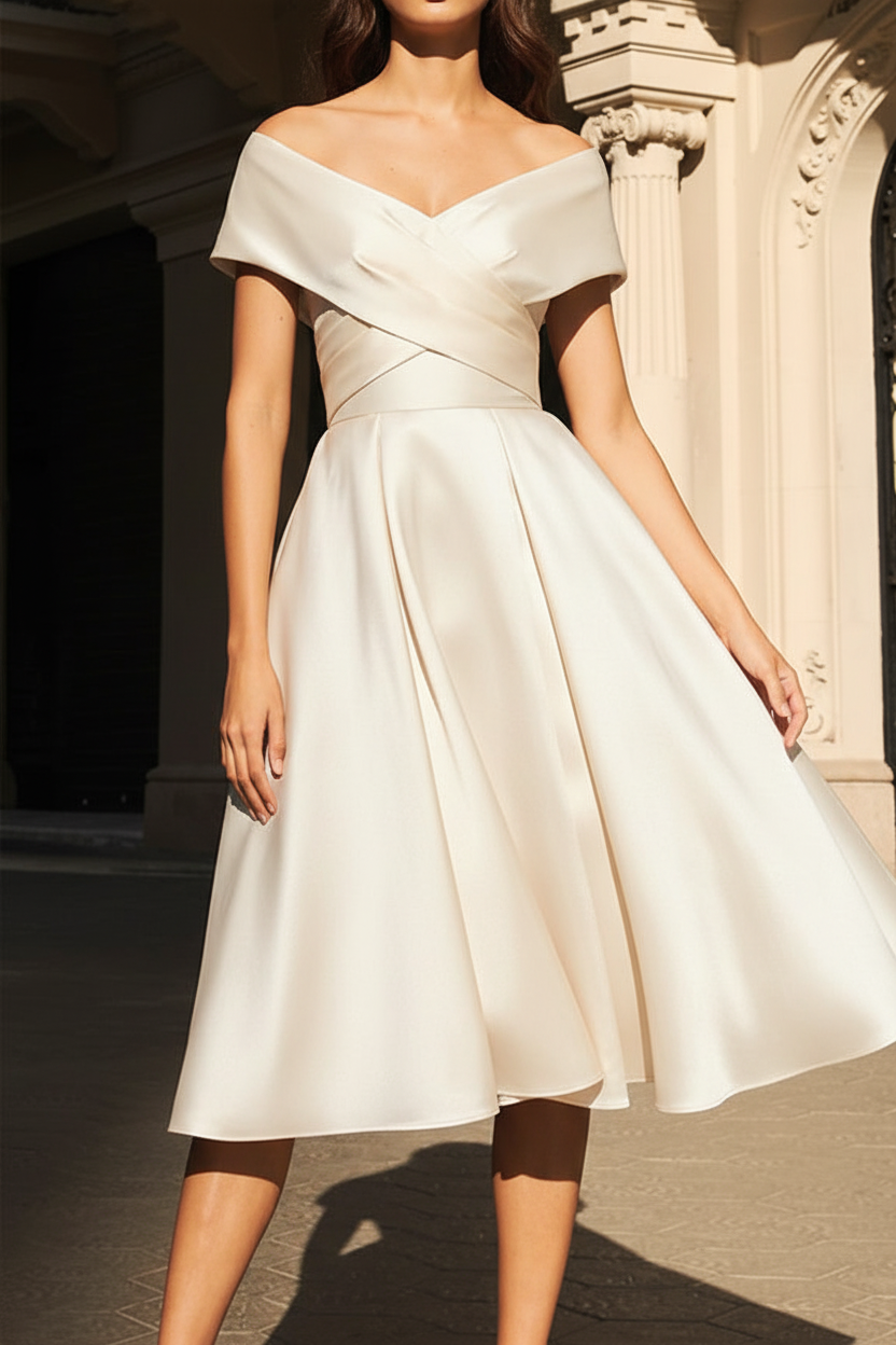A-Line/Princess Off-the-Shoulder Satin Mother of the Bride Dresses