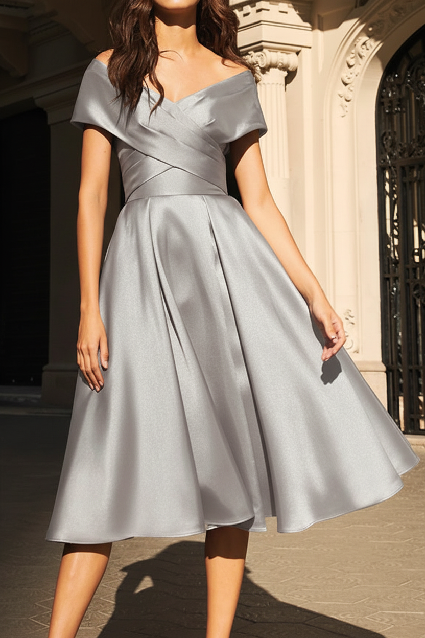 A-Line/Princess Off-the-Shoulder Satin Mother of the Bride Dresses