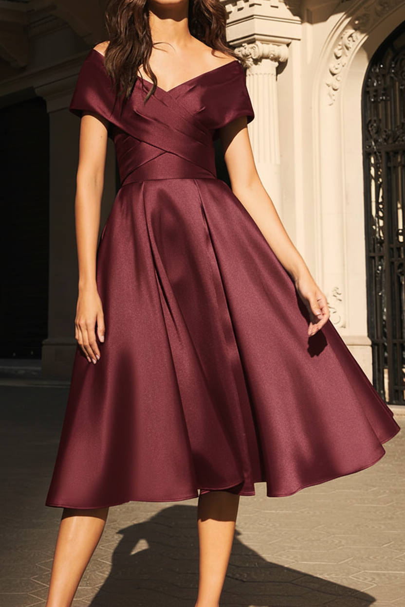 A-Line/Princess Off-the-Shoulder Satin Mother of the Bride Dresses