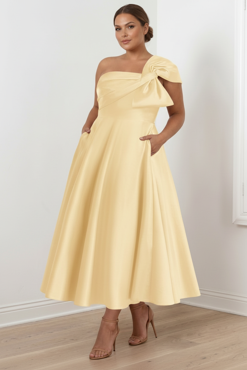 A-Line/Princess Off-the-Shoulder Sleeveless Ankle-Length Plus Size Mother of the Bride Dresses with Bow(s)