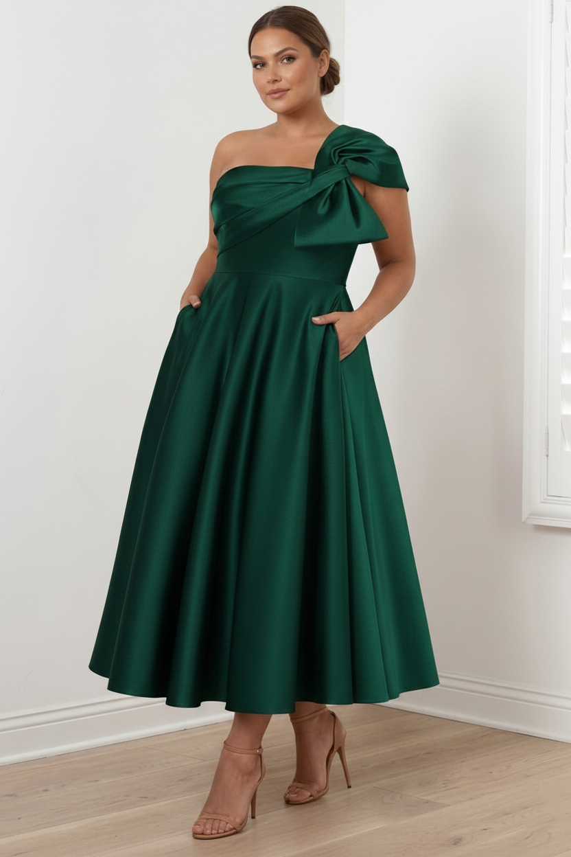 A-Line/Princess Off-the-Shoulder Sleeveless Ankle-Length Plus Size Mother of the Bride Dresses with Bow(s)