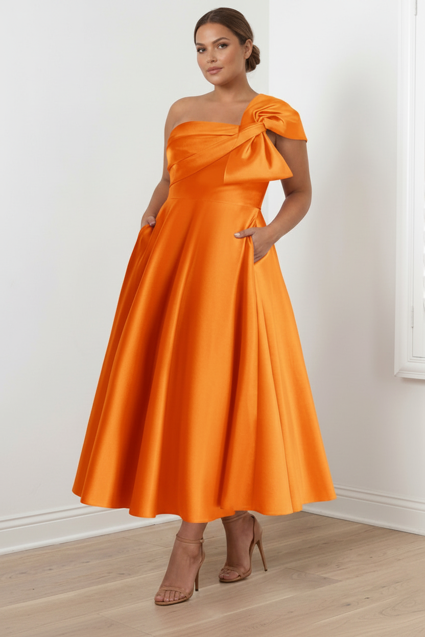 A-Line/Princess Off-the-Shoulder Sleeveless Ankle-Length Plus Size Mother of the Bride Dresses with Bow(s)