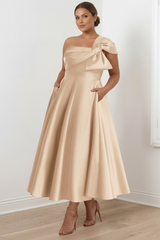 A-Line/Princess Off-the-Shoulder Sleeveless Ankle-Length Plus Size Mother of the Bride Dresses with Bow(s)