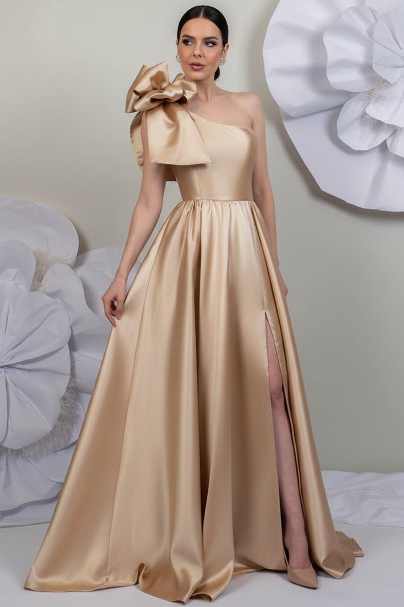 A-Line/Princess One-Shoulder Sleeveless Satin Mother of the Bride Dresses with Split Side