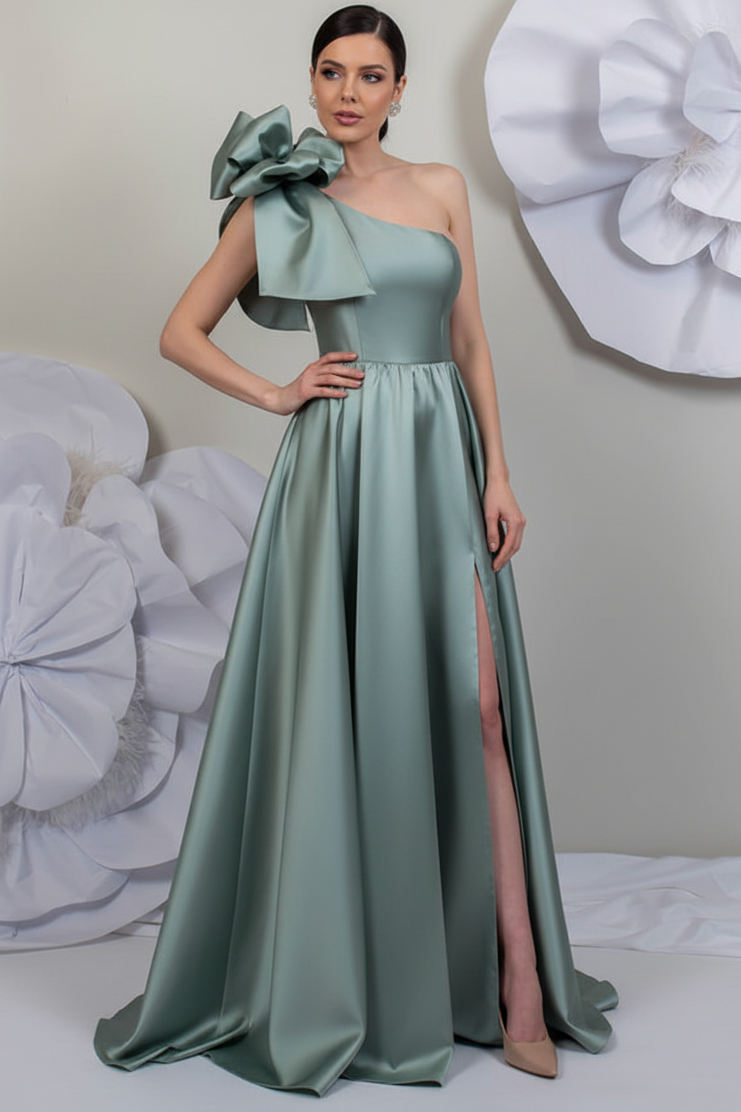 A-Line/Princess One-Shoulder Sleeveless Satin Mother of the Bride Dresses with Split Side