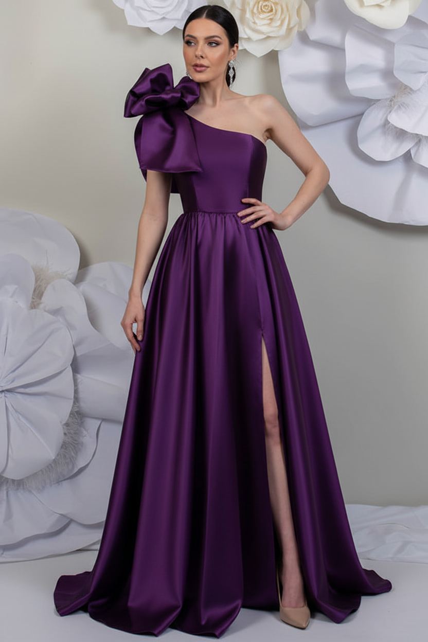 A-Line/Princess One-Shoulder Sleeveless Satin Mother of the Bride Dresses with Split Side
