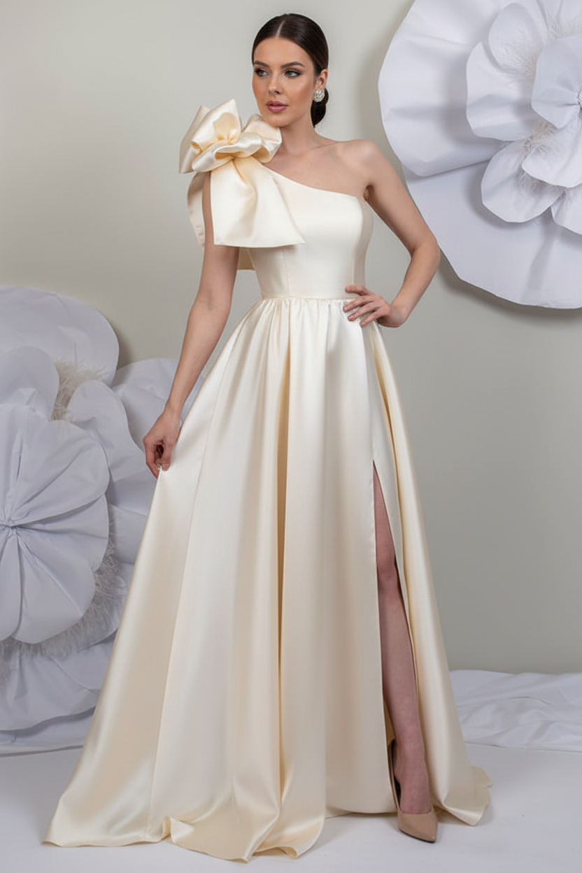 A-Line/Princess One-Shoulder Sleeveless Satin Mother of the Bride Dresses with Split Side
