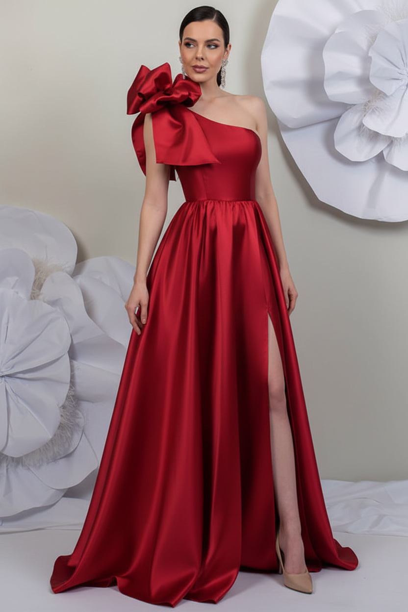 A-Line/Princess One-Shoulder Sleeveless Satin Mother of the Bride Dresses with Split Side