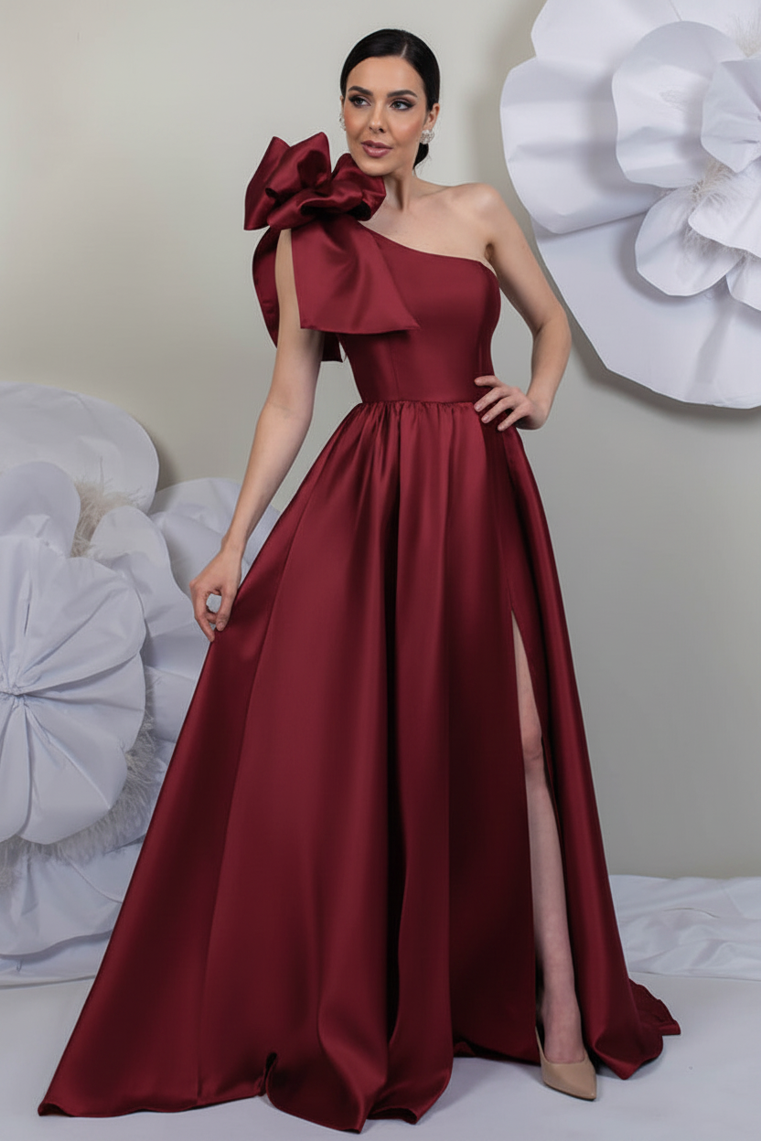 A-Line/Princess One-Shoulder Sleeveless Satin Mother of the Bride Dresses with Split Side