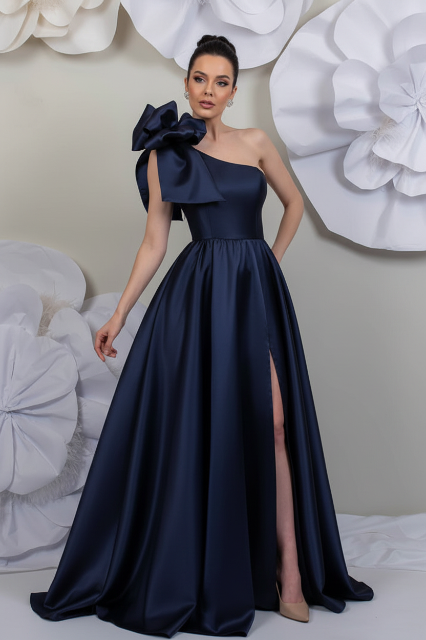 A-Line/Princess One-Shoulder Sleeveless Satin Mother of the Bride Dresses with Split Side