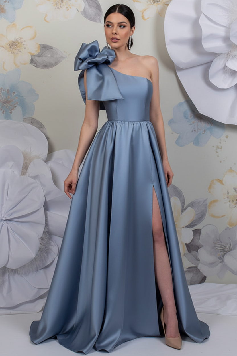 A-Line/Princess One-Shoulder Sleeveless Satin Mother of the Bride Dresses with Split Side