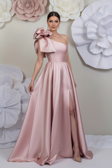A-Line/Princess One-Shoulder Sleeveless Satin Mother of the Bride Dresses with Split Side