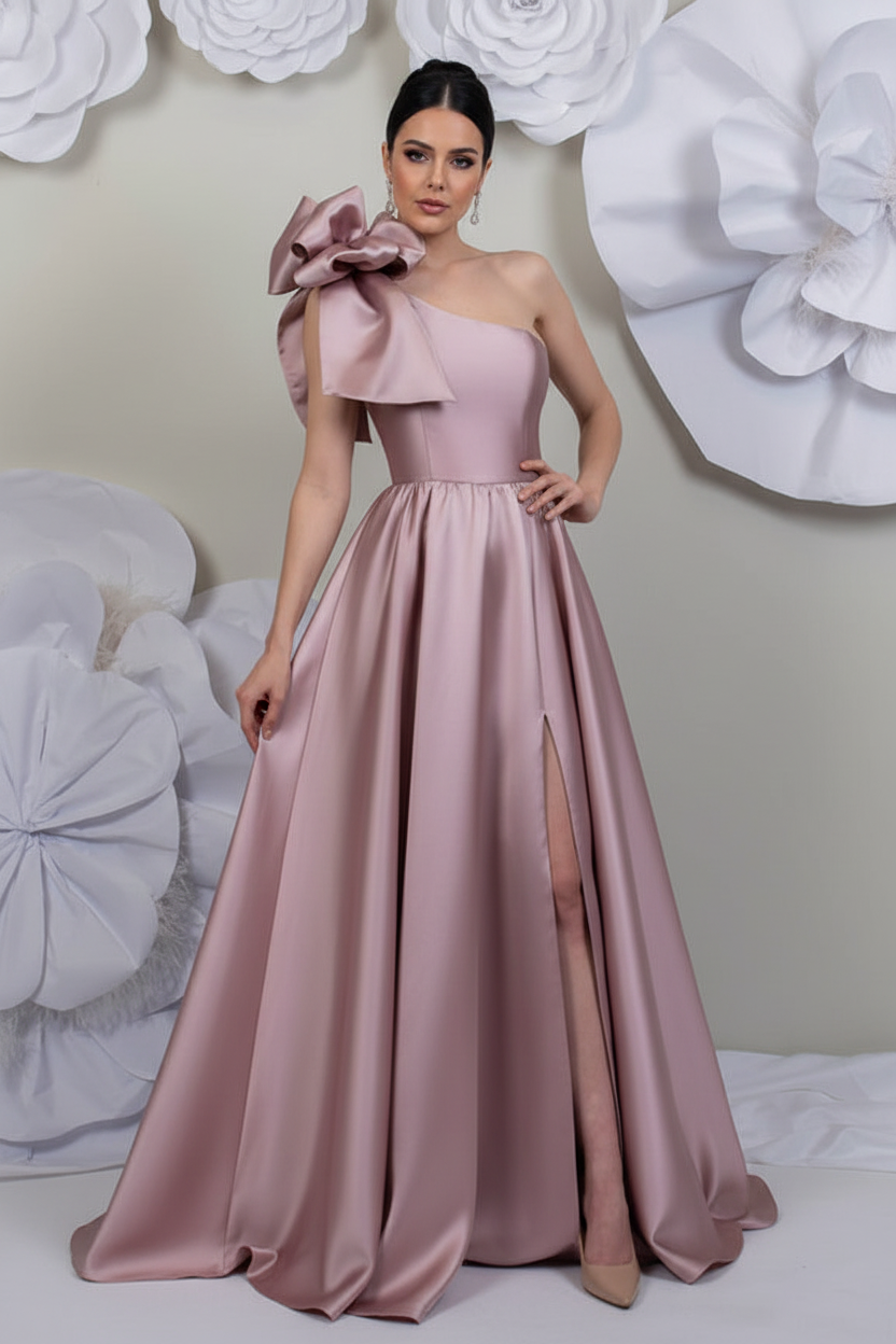 A-Line/Princess One-Shoulder Sleeveless Satin Mother of the Bride Dresses with Split Side