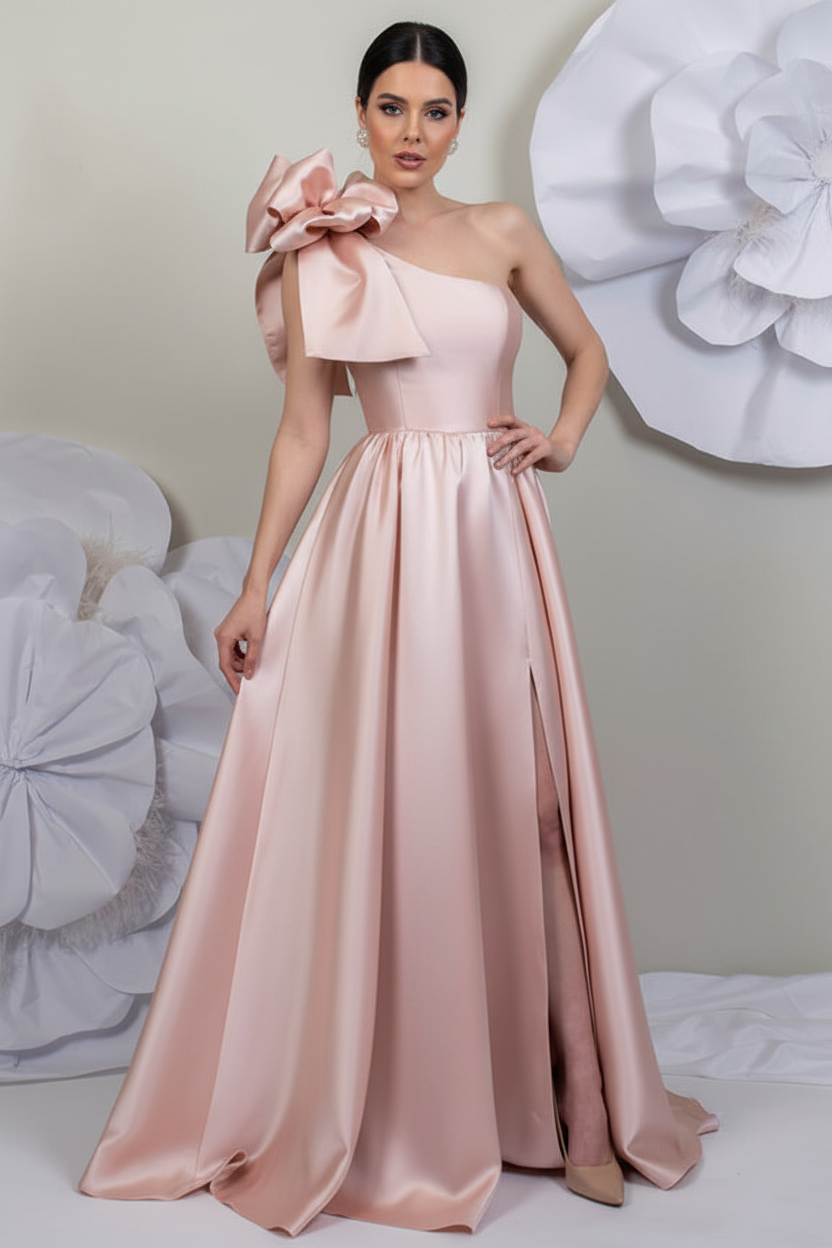 A-Line/Princess One-Shoulder Sleeveless Satin Mother of the Bride Dresses with Split Side