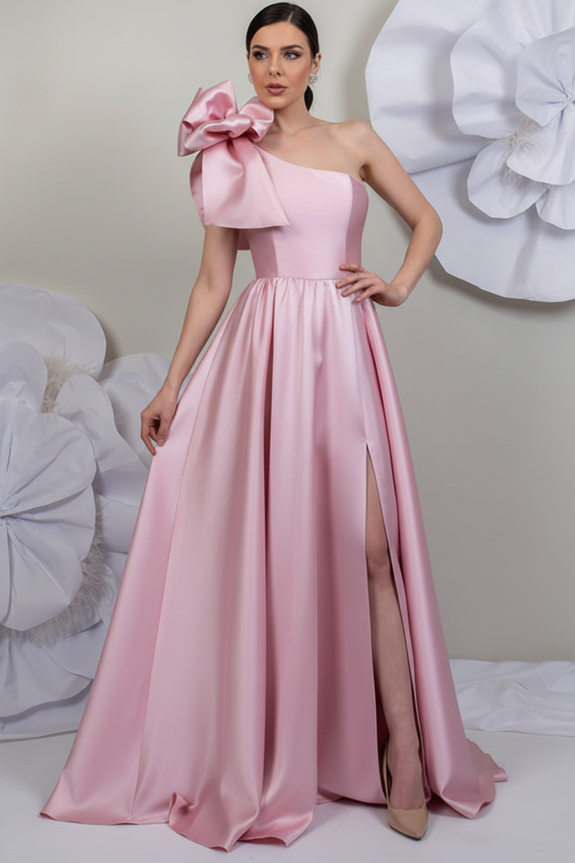 A-Line/Princess One-Shoulder Sleeveless Satin Mother of the Bride Dresses with Split Side