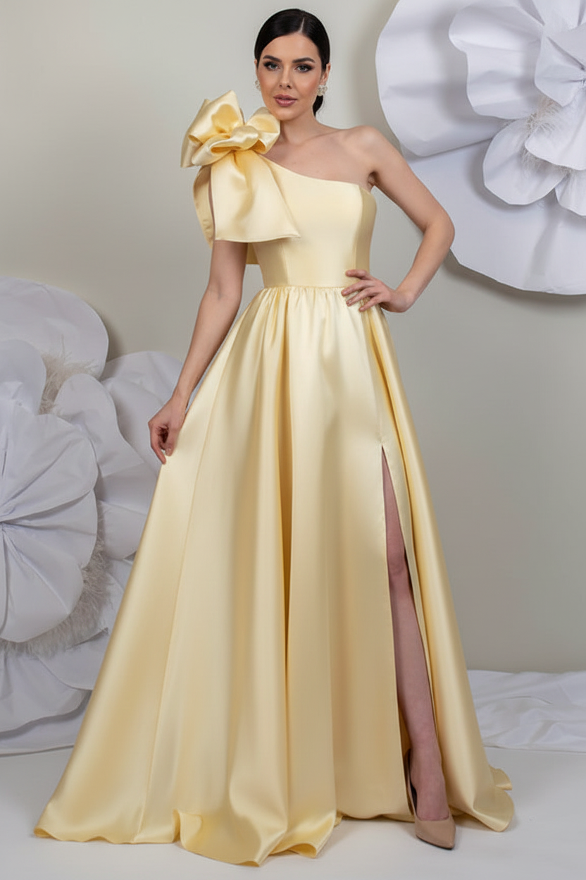 A-Line/Princess One-Shoulder Sleeveless Satin Mother of the Bride Dresses with Split Side