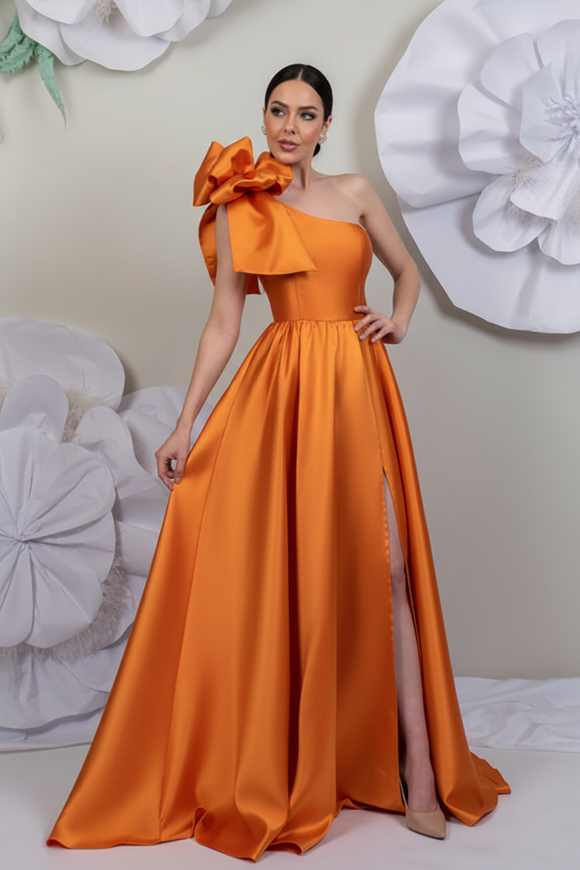 A-Line/Princess One-Shoulder Sleeveless Satin Mother of the Bride Dresses with Split Side